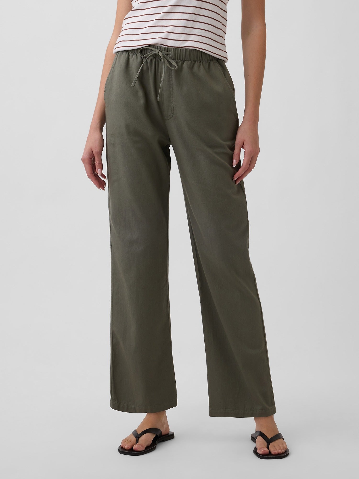 Mid Rise Easy Twill Pants - Mesculen green