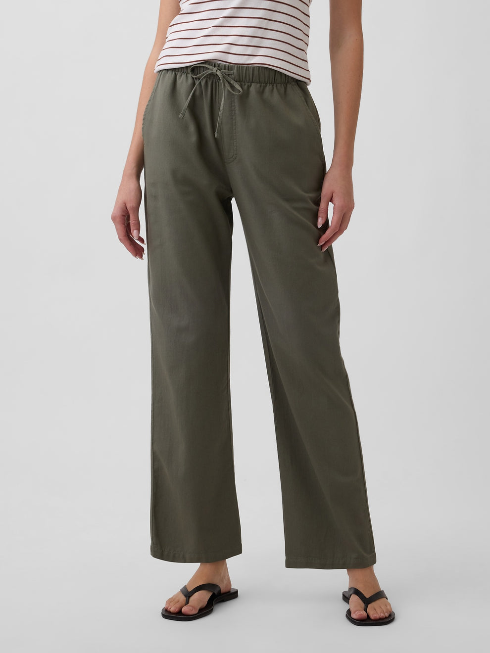 Mid Rise Easy Twill Pants - Mesculen green