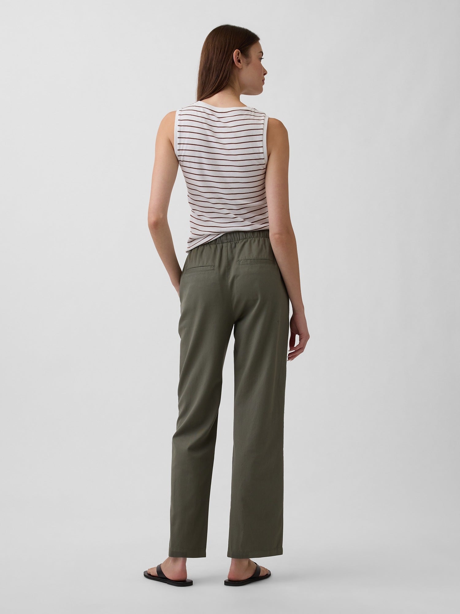 Mid Rise Easy Twill Pants - Mesculen green