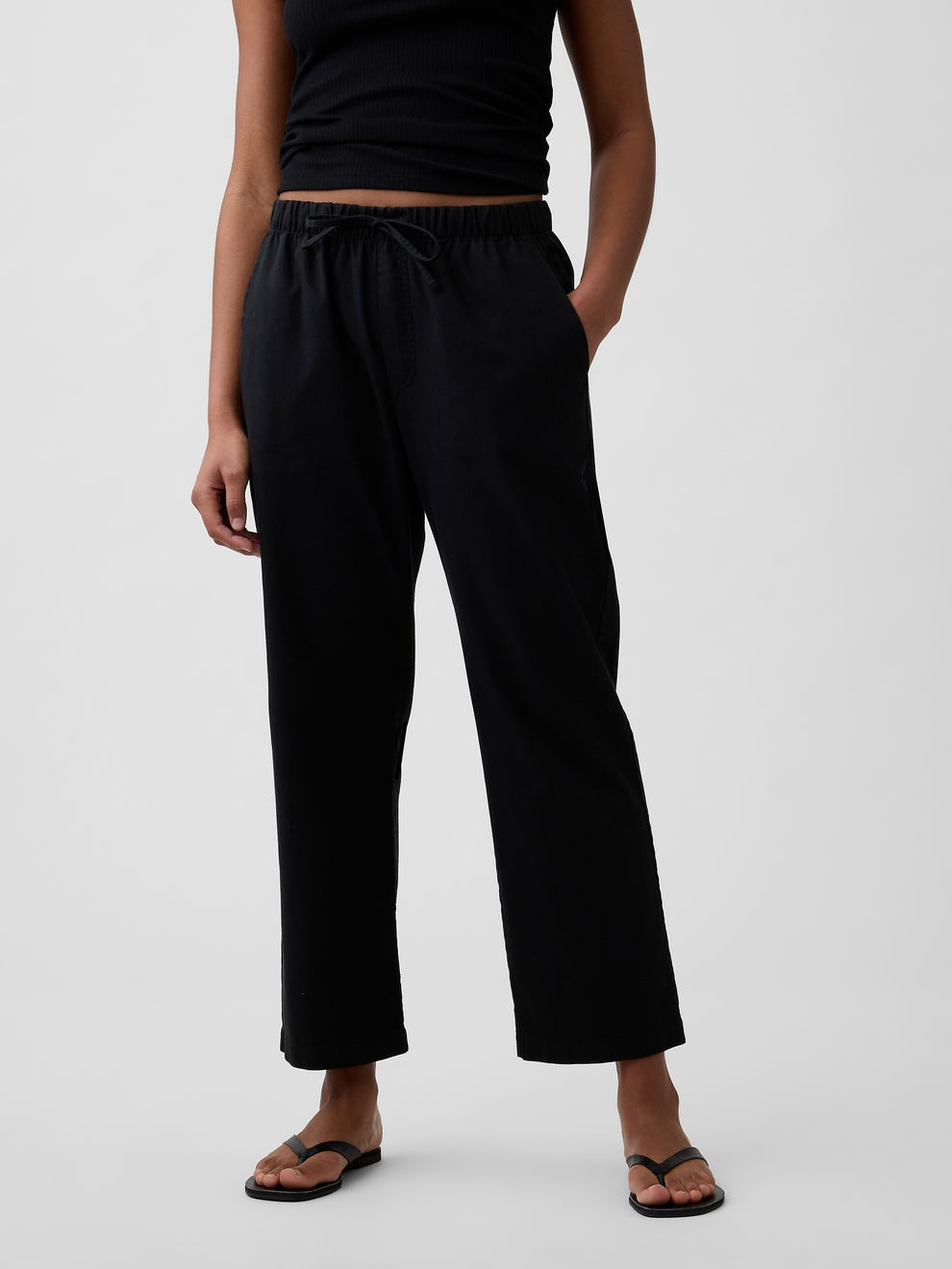 Mid Rise Easy Twill Pants - Black
