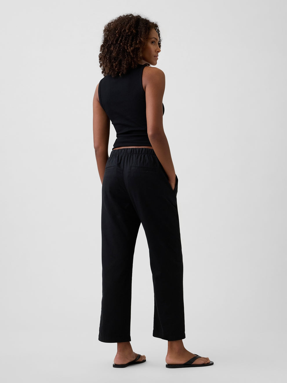 Mid Rise Easy Twill Pants - Black