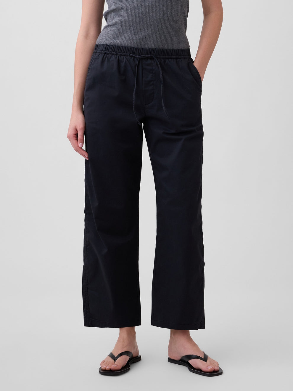 Mid Rise Easy Barrel Khakis - Black moonless night