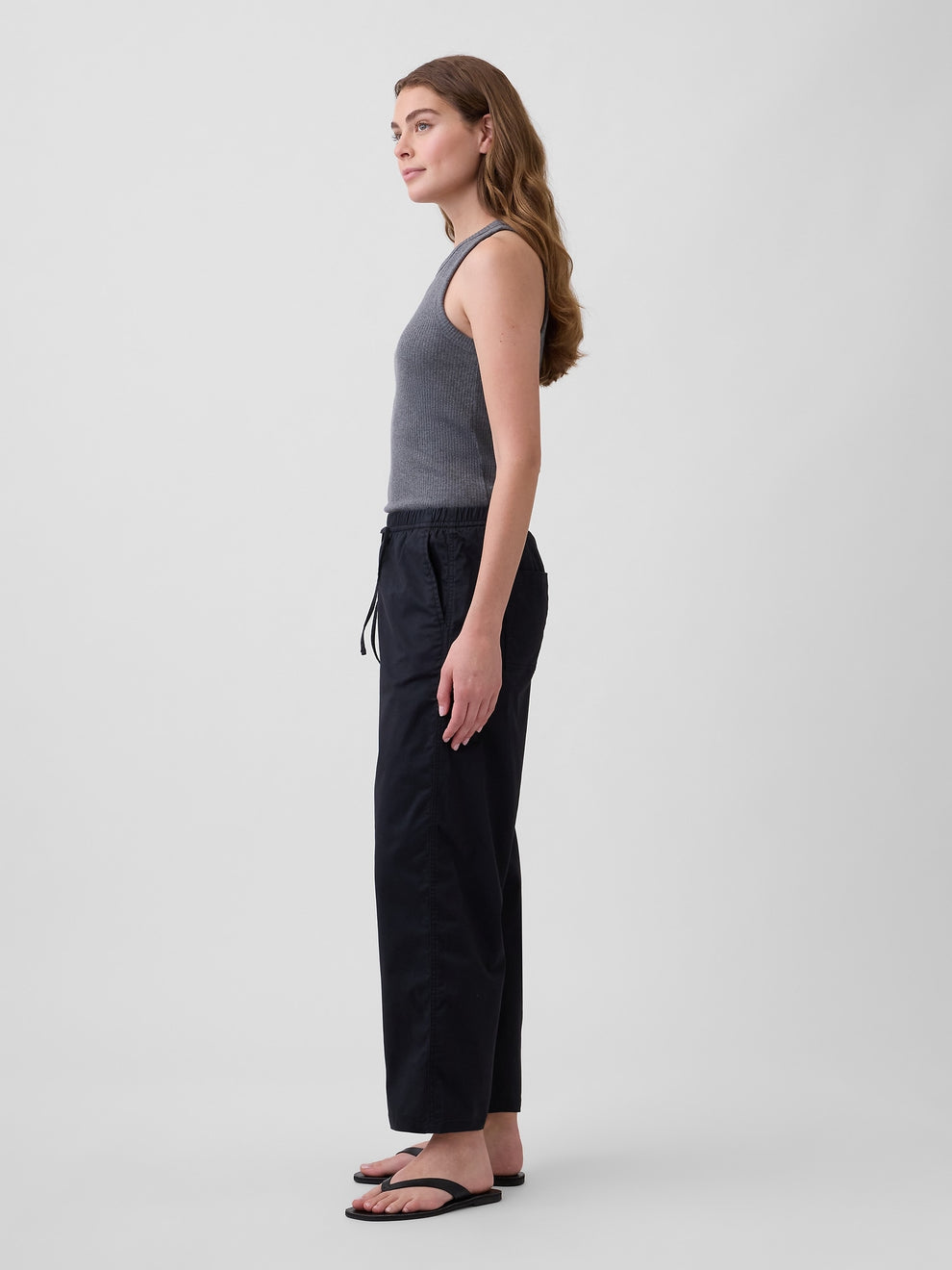 Mid Rise Easy Barrel Khakis - Black moonless night