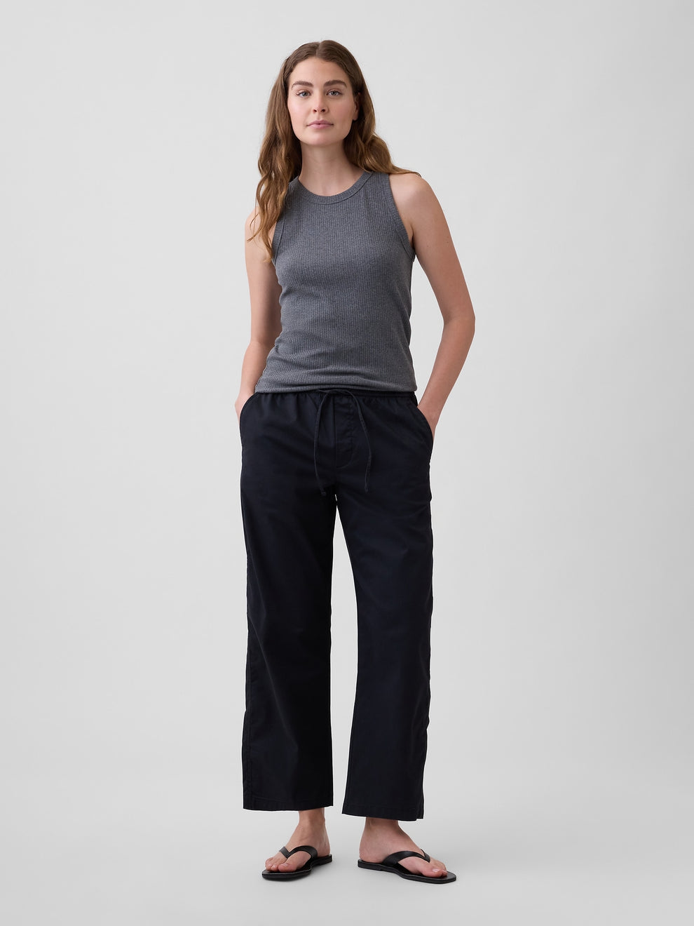 Mid Rise Easy Barrel Khakis - Black moonless night