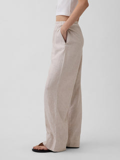 Linen-Blend Easy Wide-Leg Pants - Flax beige