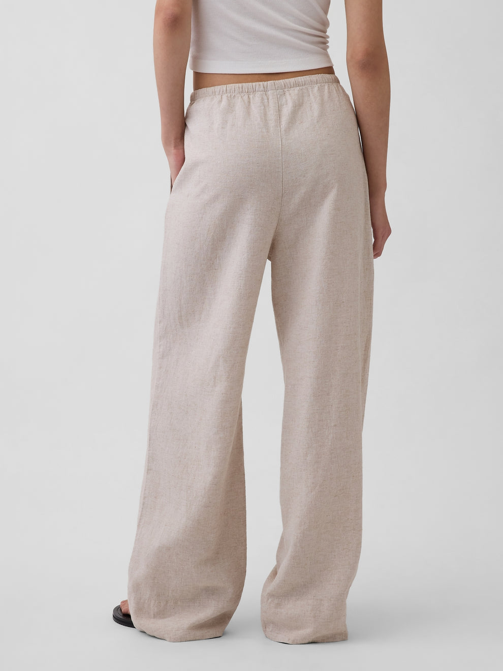 Linen-Blend Easy Wide-Leg Pants - Flax beige