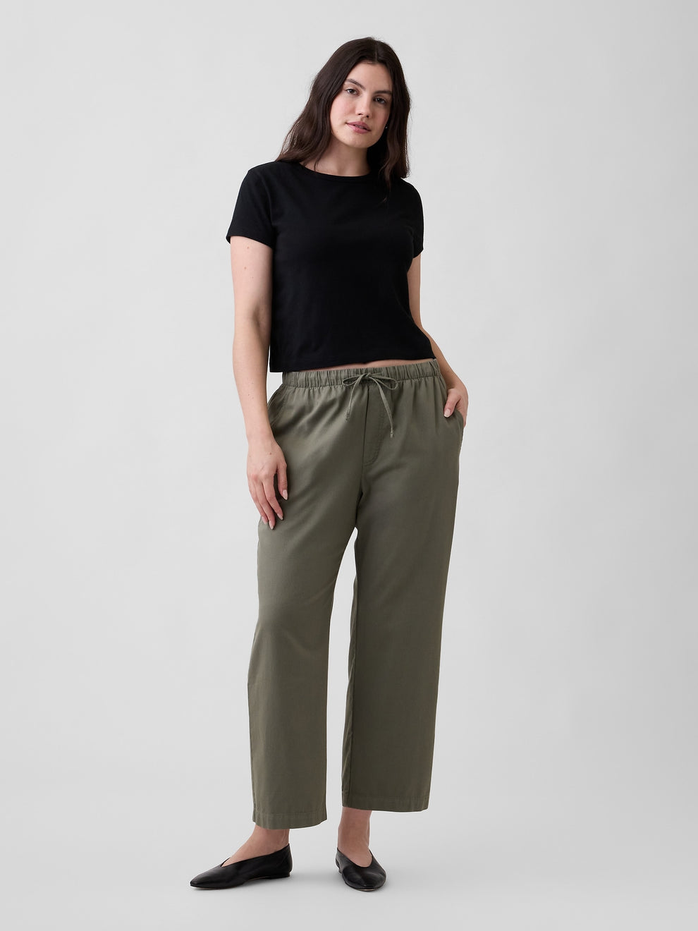 Mid Rise Easy Twill Pants - Mesculen green