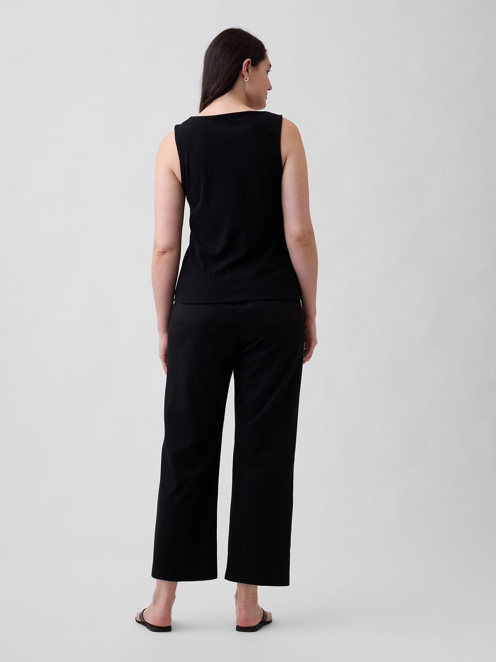 Mid Rise Easy Twill Pants - Black