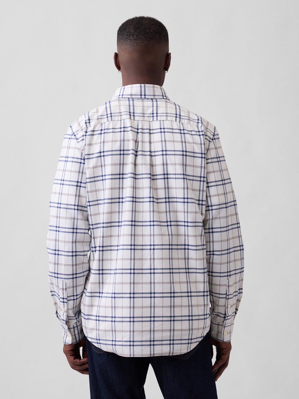 Oxford Shirt in Standard Fit - White blue plaid
