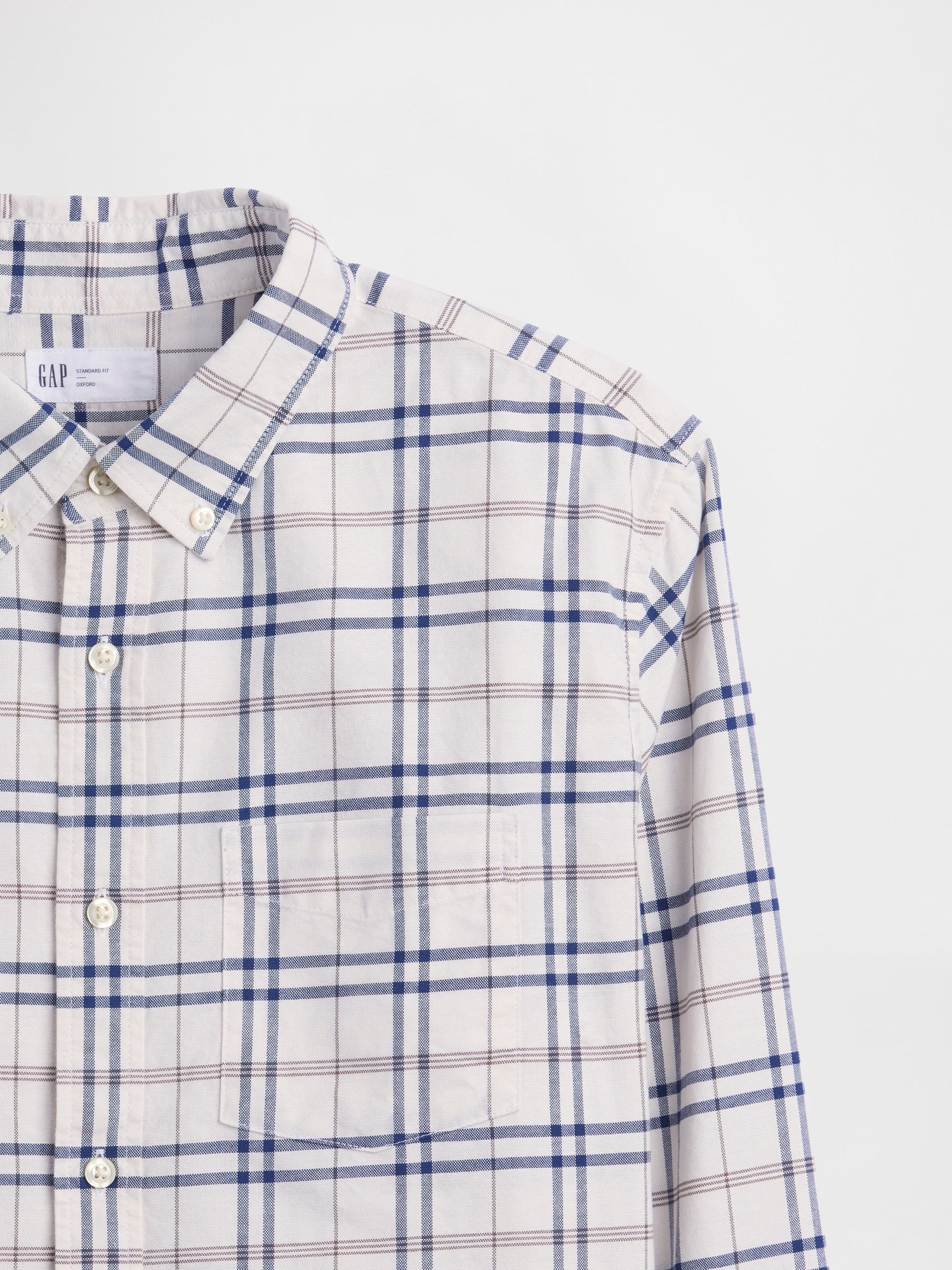 Oxford Shirt in Standard Fit - White blue plaid