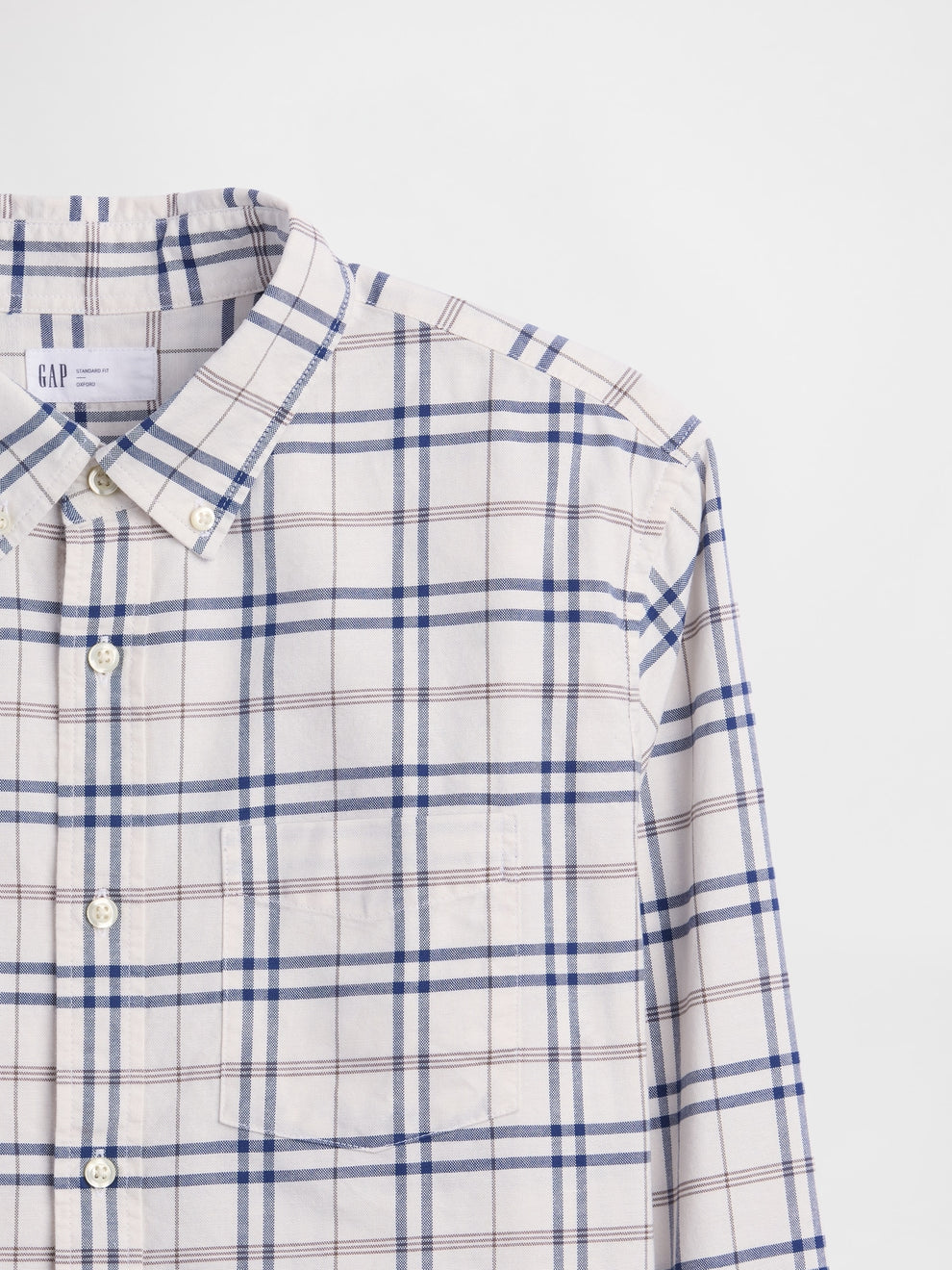 Oxford Shirt in Standard Fit - White blue plaid