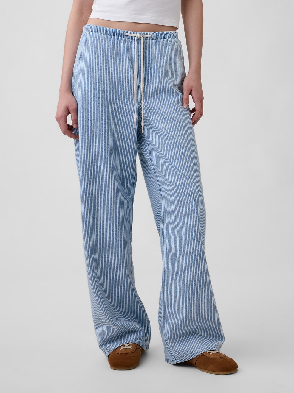 Low Rise UltraSoft Easy '90s Loose Stripe Jeans - Railroad blue stripe