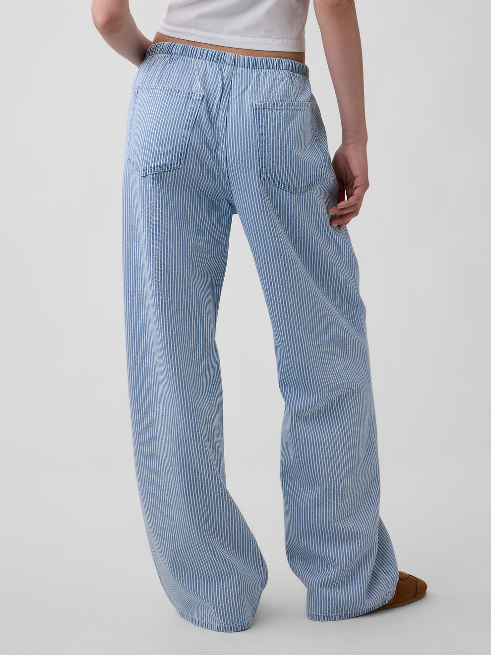 Low Rise UltraSoft Easy '90s Loose Stripe Jeans - Railroad blue stripe