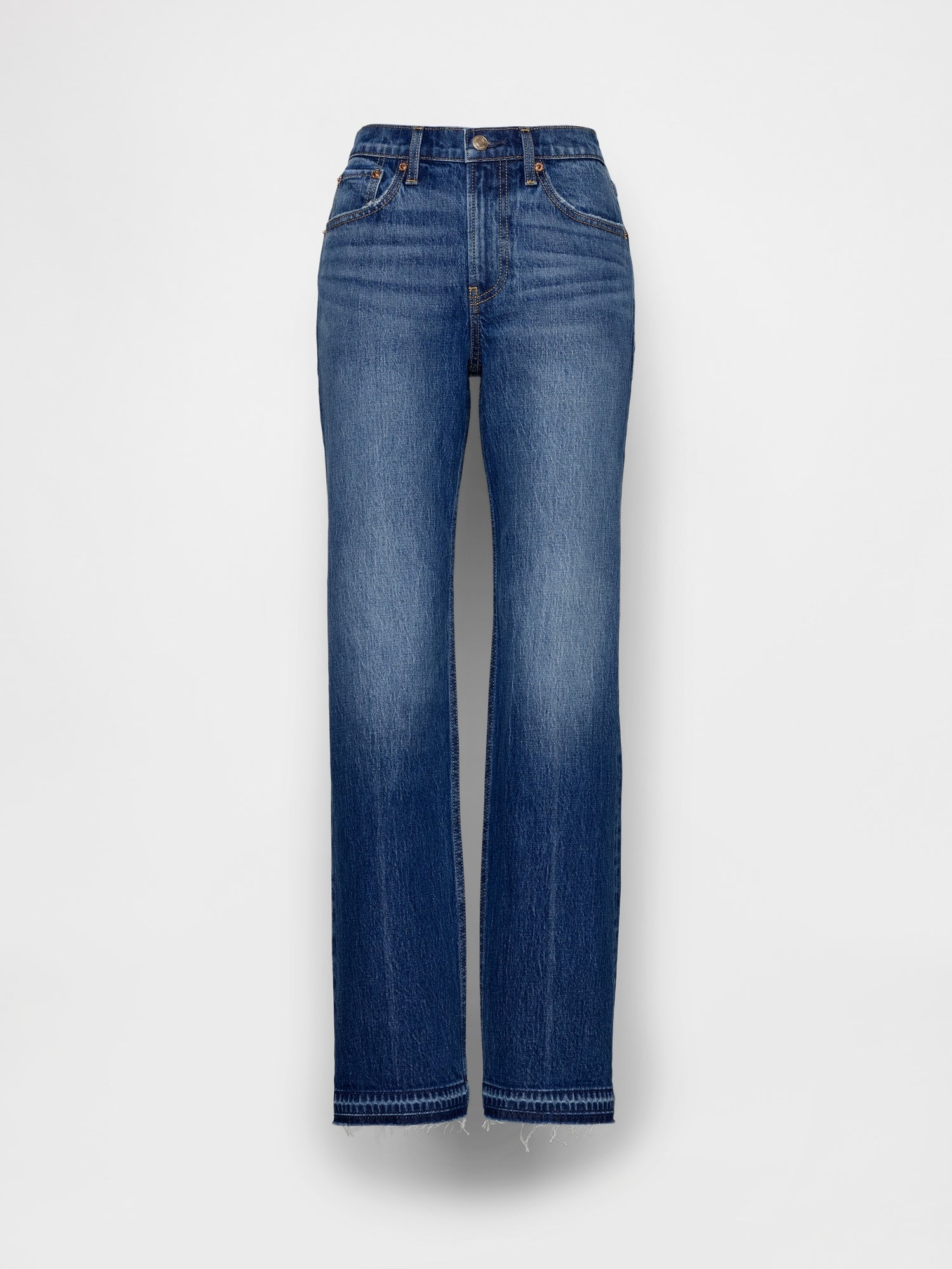 Mid Rise Relaxed Straight Jeans - Medium wash