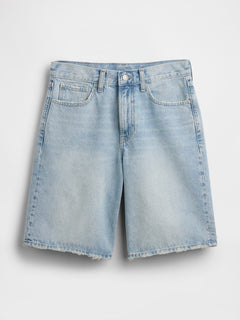 11" Mid Rise Longline Denim Shorts - Light indigo