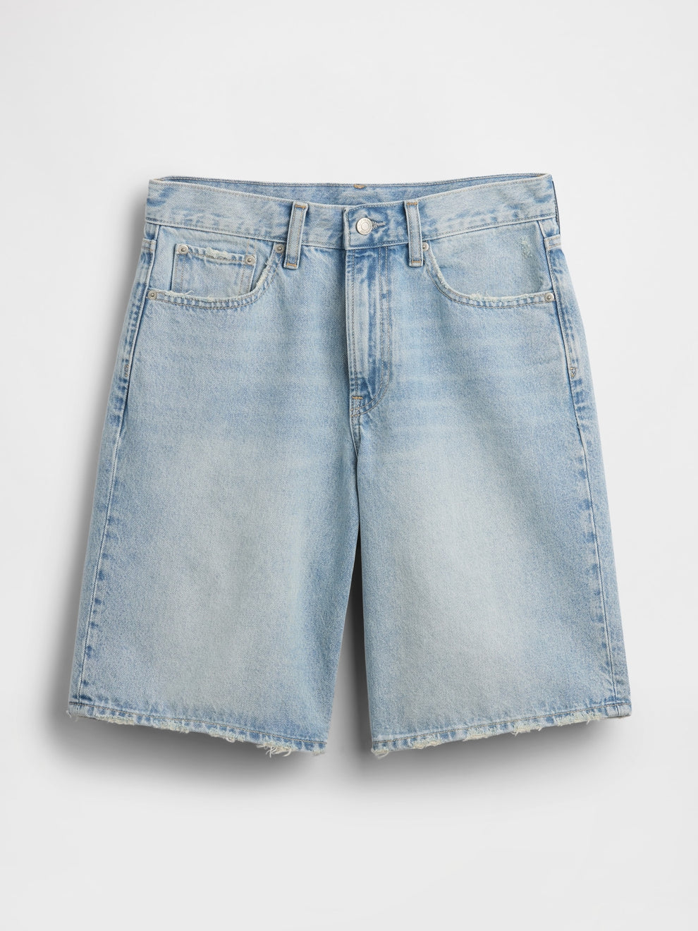 11" Mid Rise Longline Denim Shorts - Light indigo