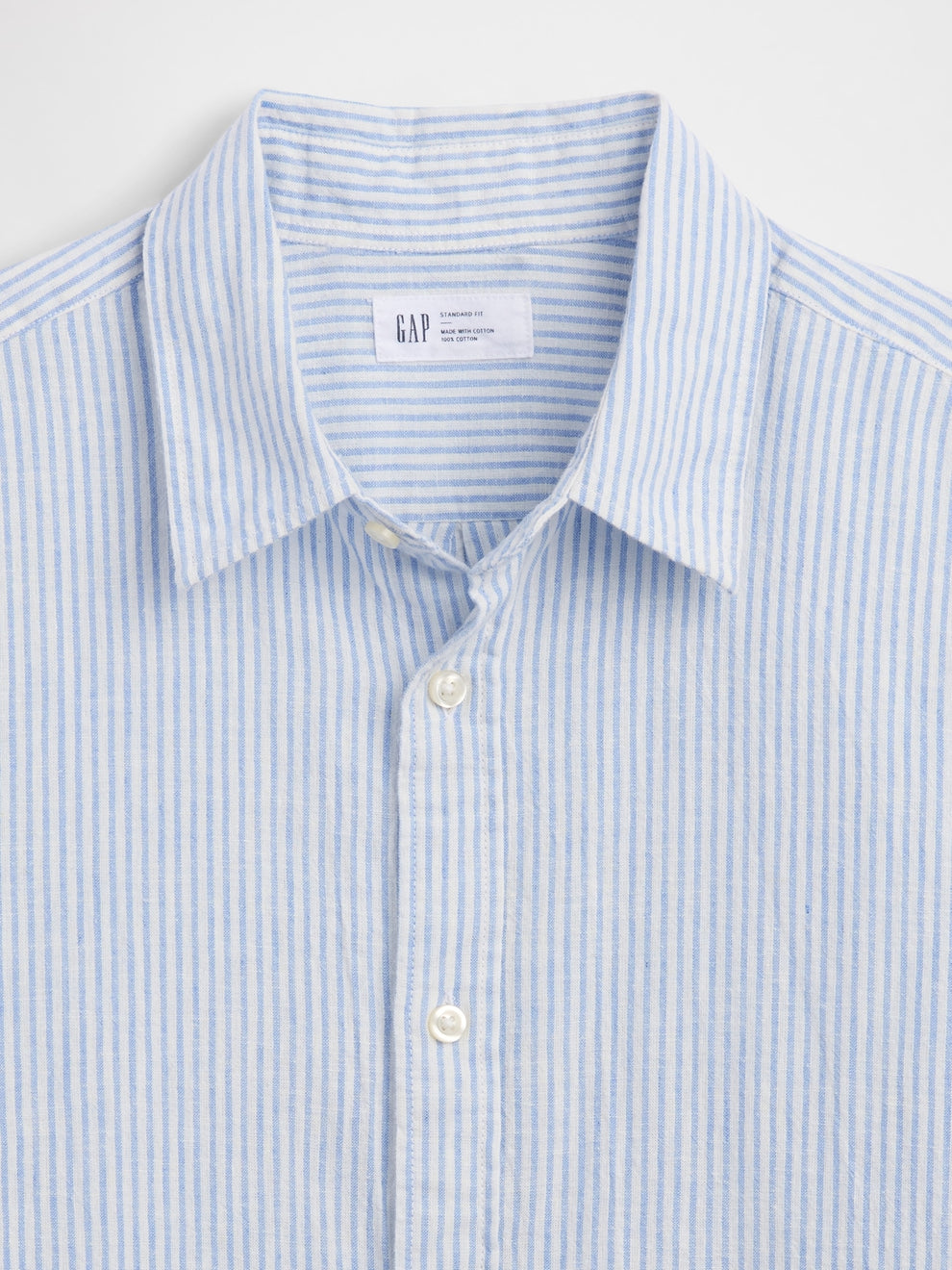 Linen-Blend Shirt in Standard Fit - White blue stripe