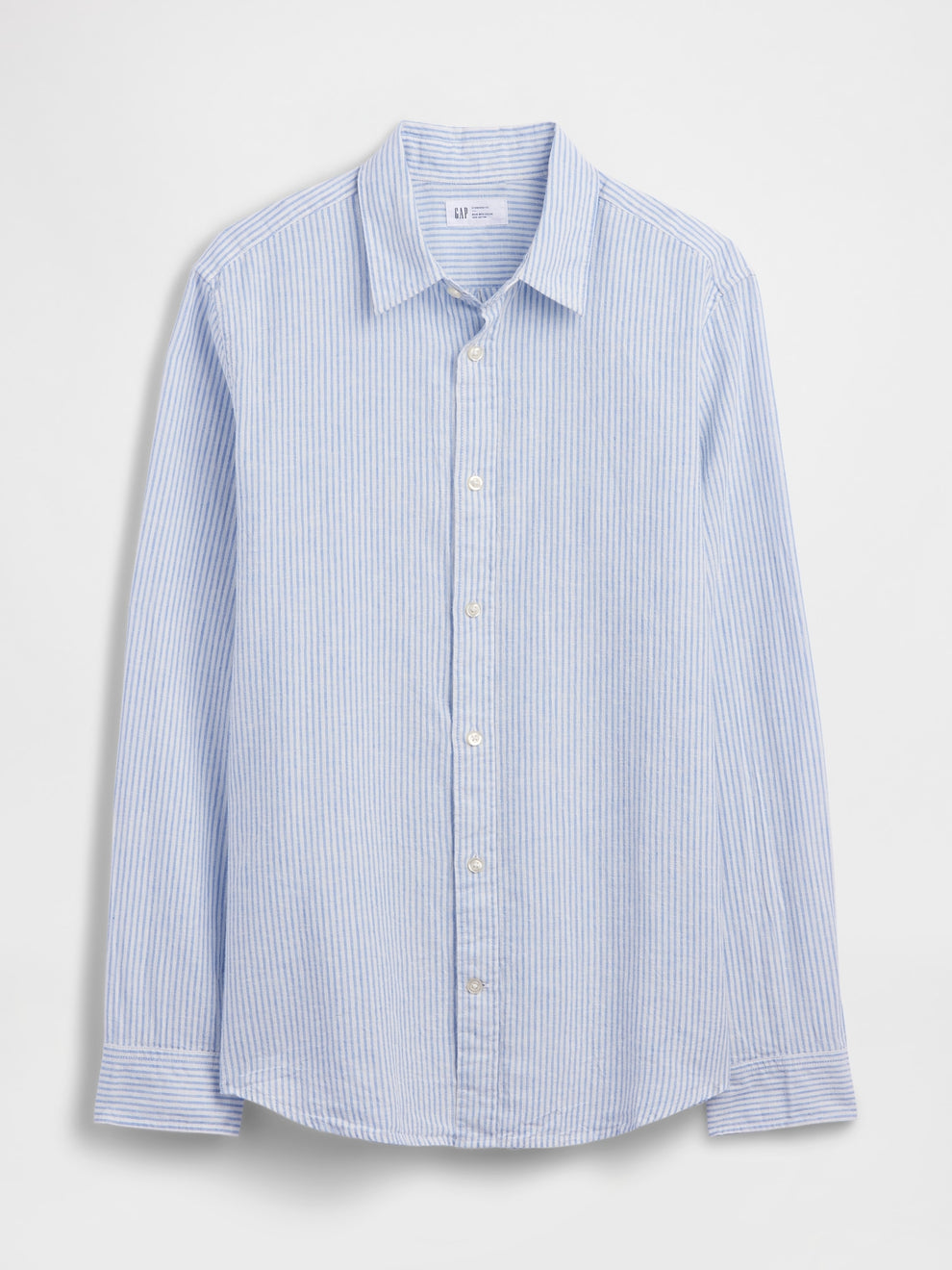 Linen-Blend Shirt in Standard Fit - White blue stripe