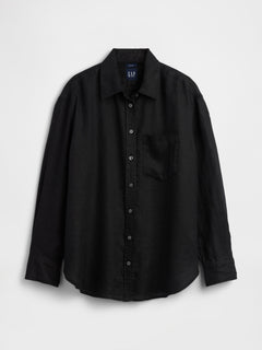 100% Linen Oversized Shirt - Black