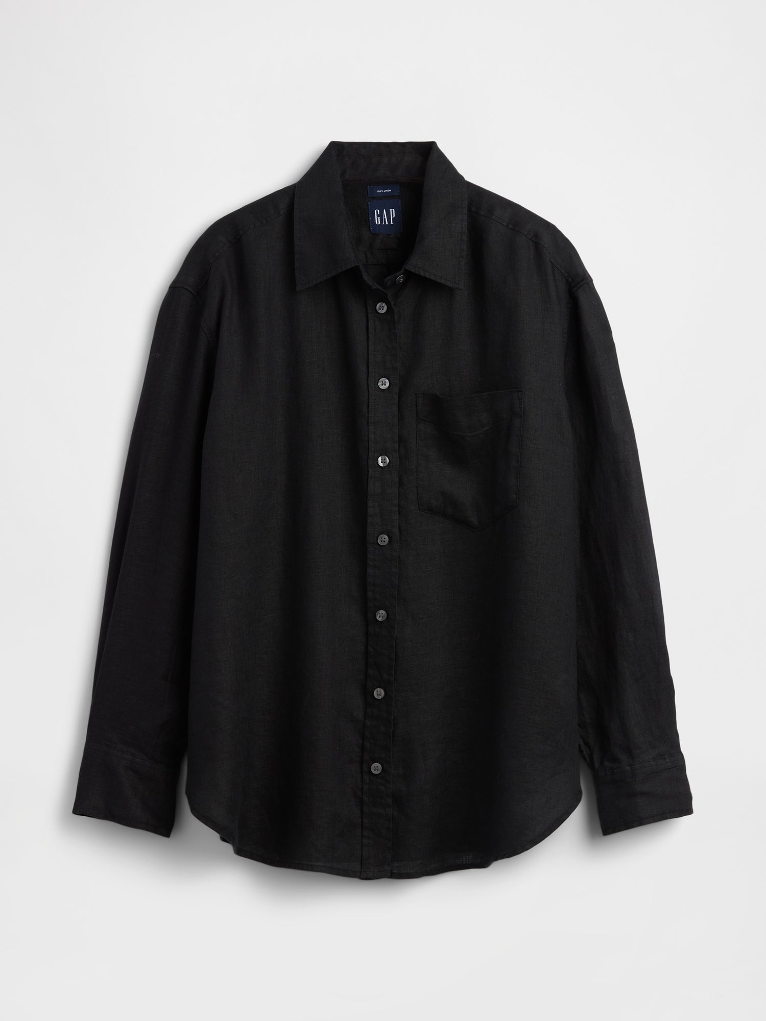 100% Linen Oversized Shirt - Black