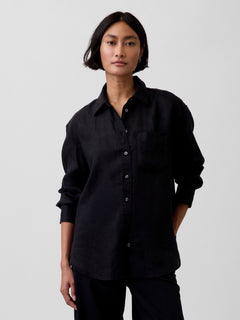 100% Linen Oversized Shirt - Black