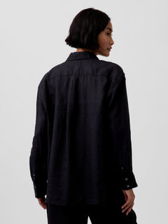 100% Linen Oversized Shirt - Black