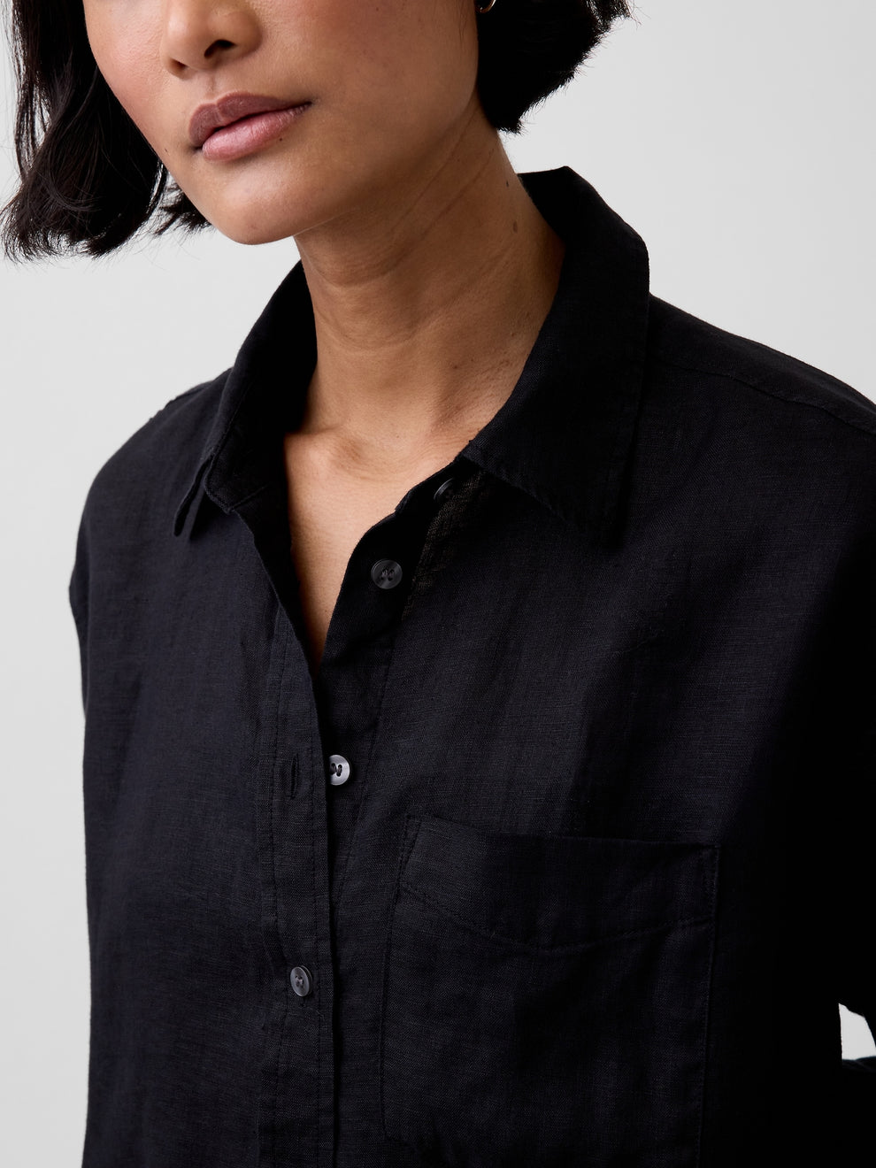100% Linen Oversized Shirt - Black