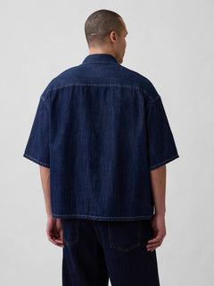 Denim Oversized Straight-Hem Shirt - RINSED