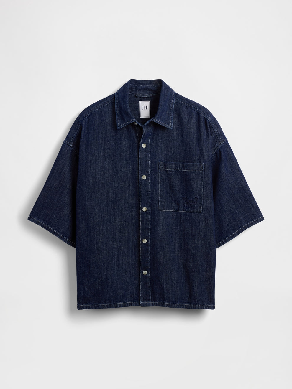 Denim Oversized Straight-Hem Shirt - RINSED