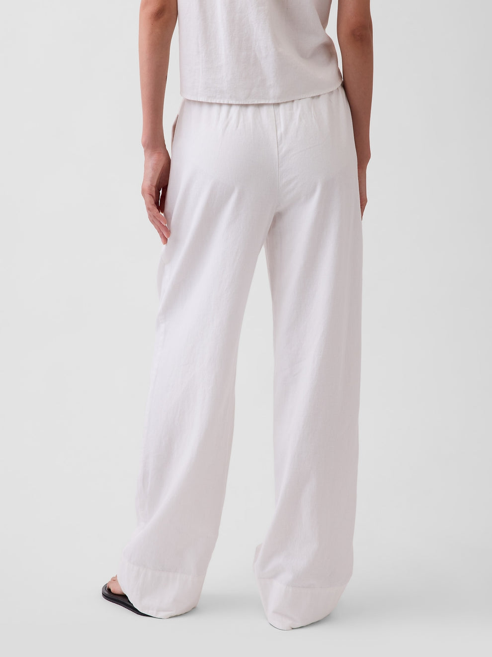 Linen-Blend Easy Wide-Leg Pants - New off white