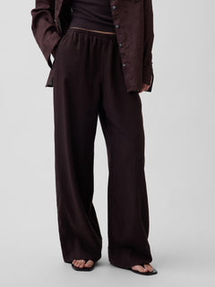 Linen-Blend Easy Wide-Leg Pants - Terra brown