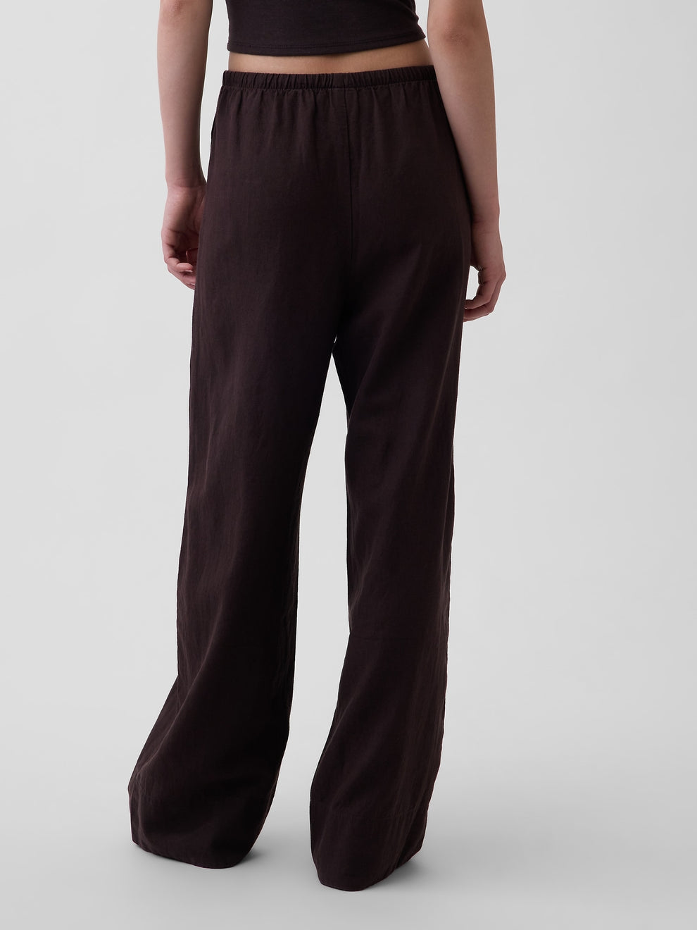 Linen-Blend Easy Wide-Leg Pants - Terra brown