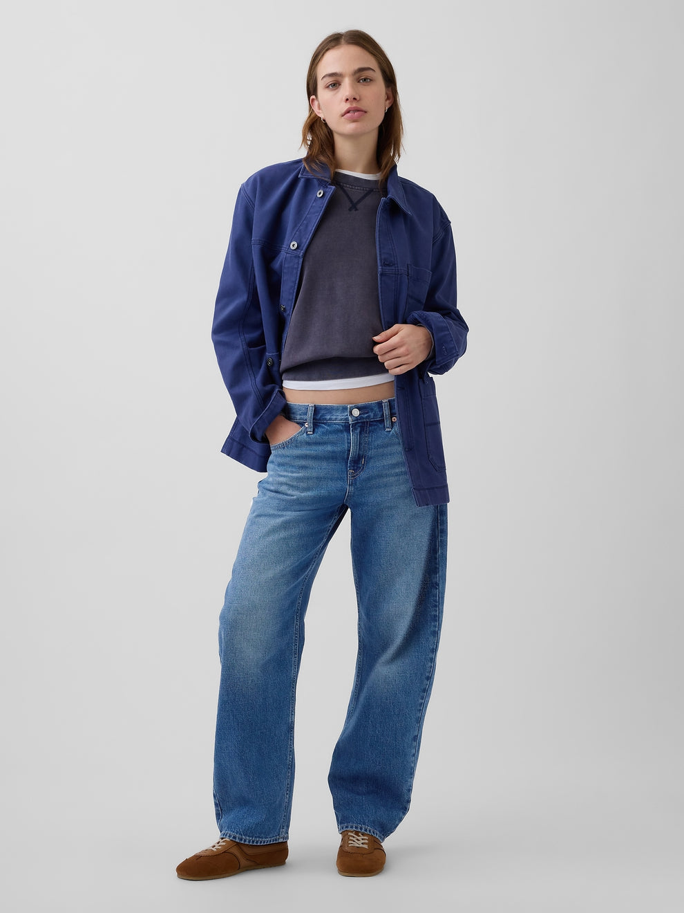 Low Rise Barrel Jeans - Medium indigo