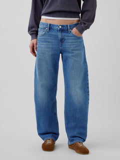 Low Rise Barrel Jeans - Medium indigo