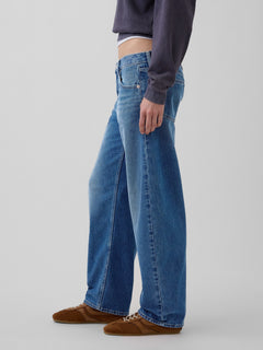 Low Rise Barrel Jeans - Medium indigo