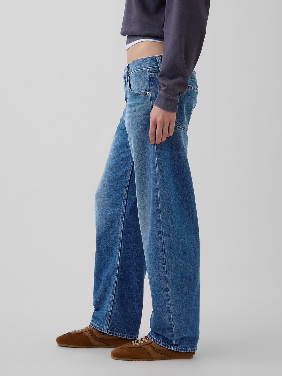 Low Rise Barrel Jeans - Medium indigo