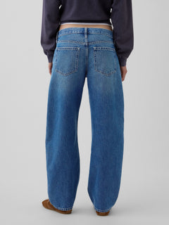 Low Rise Barrel Jeans - Medium indigo