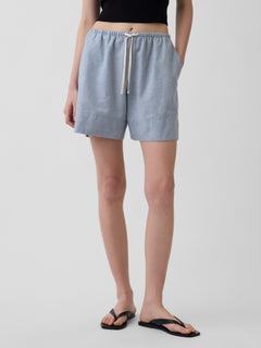 6" Linen-Blend Easy Shorts - Blue suede
