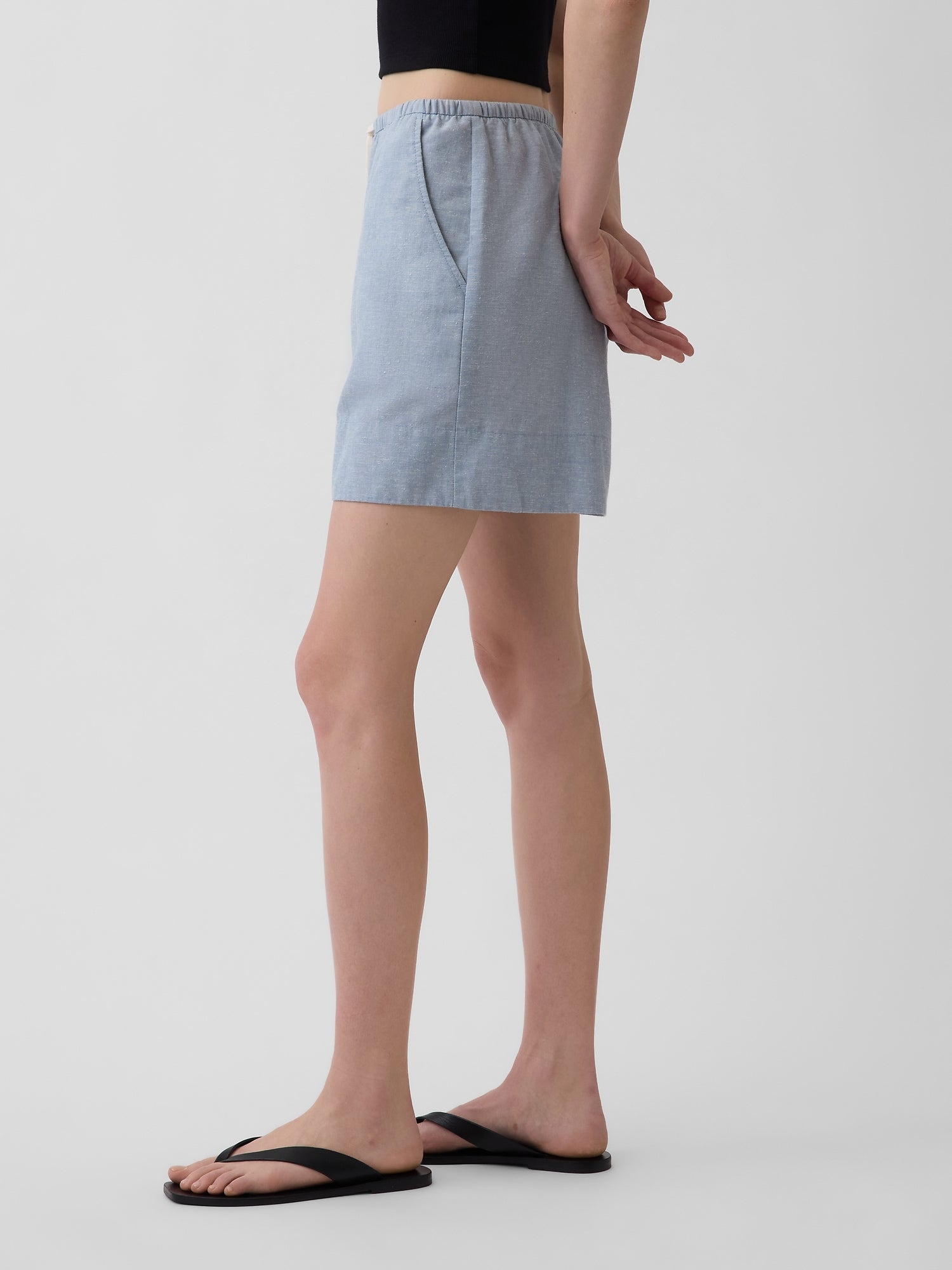 6" Linen-Blend Easy Shorts - Blue suede