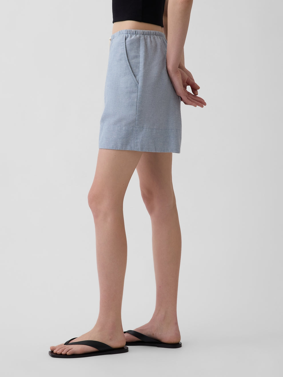 6" Linen-Blend Easy Shorts - Blue suede