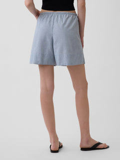 6" Linen-Blend Easy Shorts - Blue suede