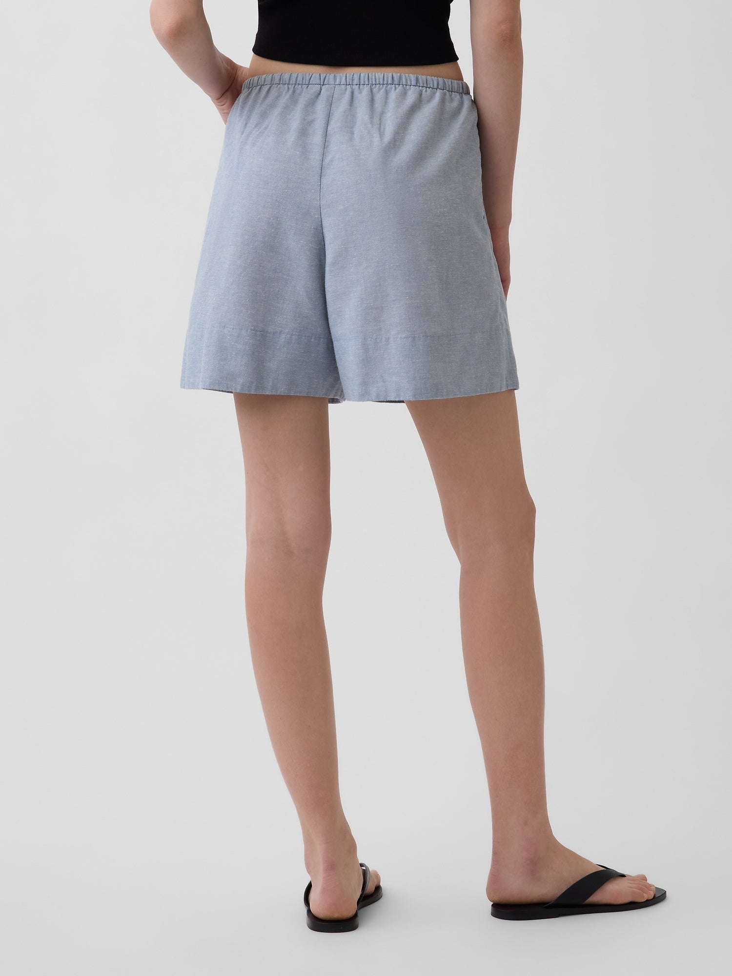 6" Linen-Blend Easy Shorts - Blue suede