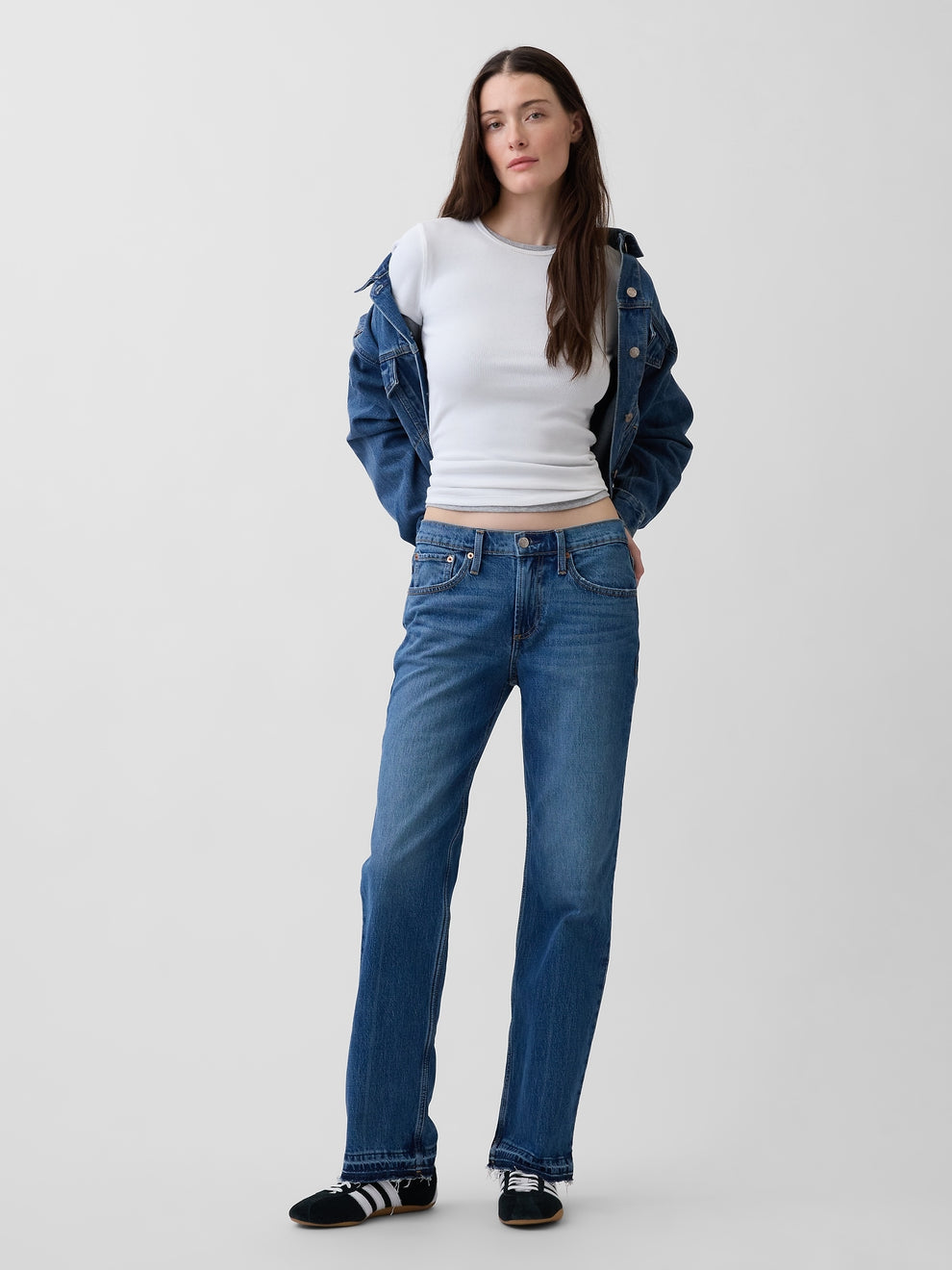 Mid Rise Relaxed Straight Jeans - Medium wash