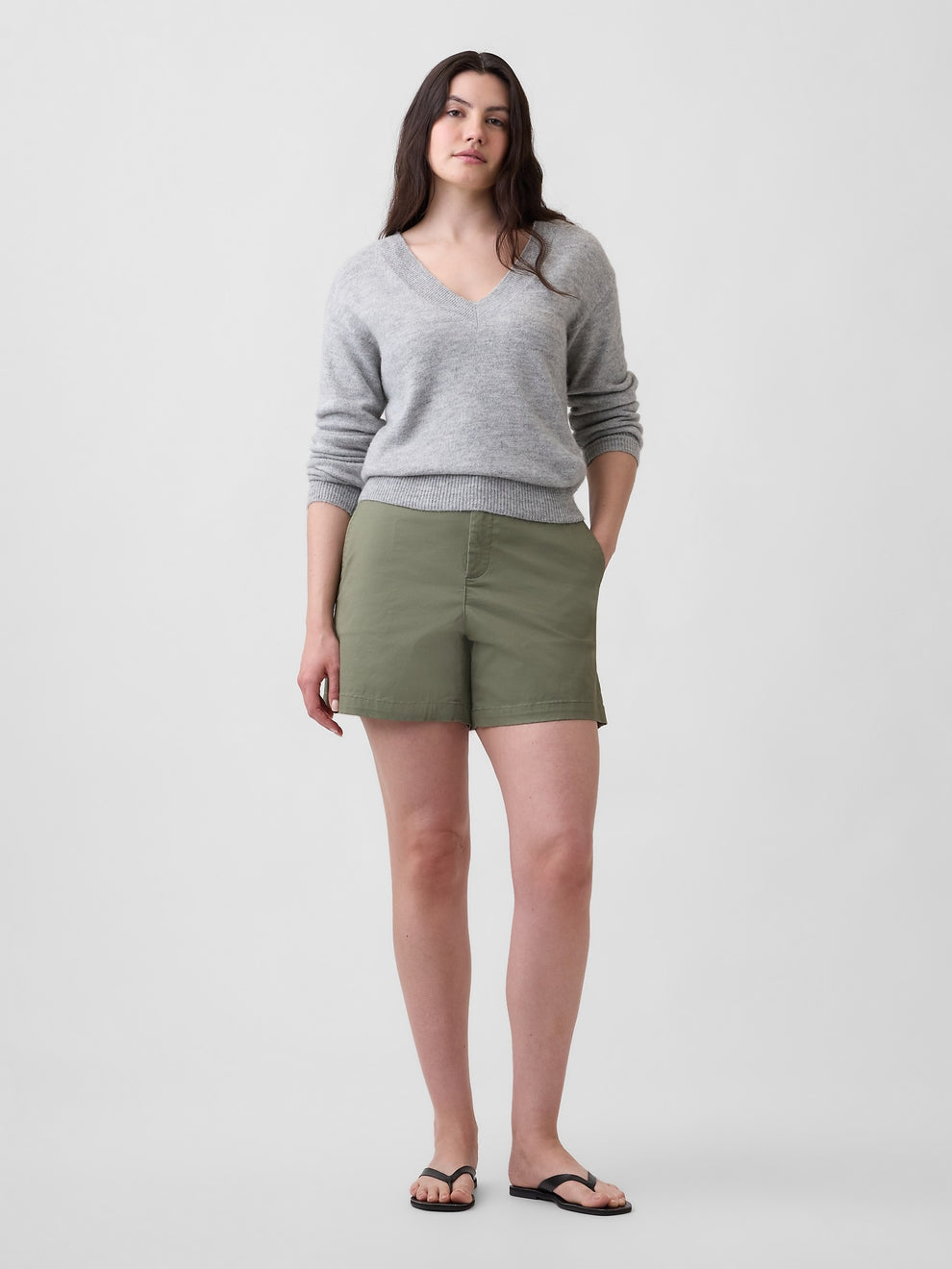 5" Mid Rise Downtown Khaki Shorts - Walden green