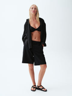 100% Linen Oversized Shirt - Black
