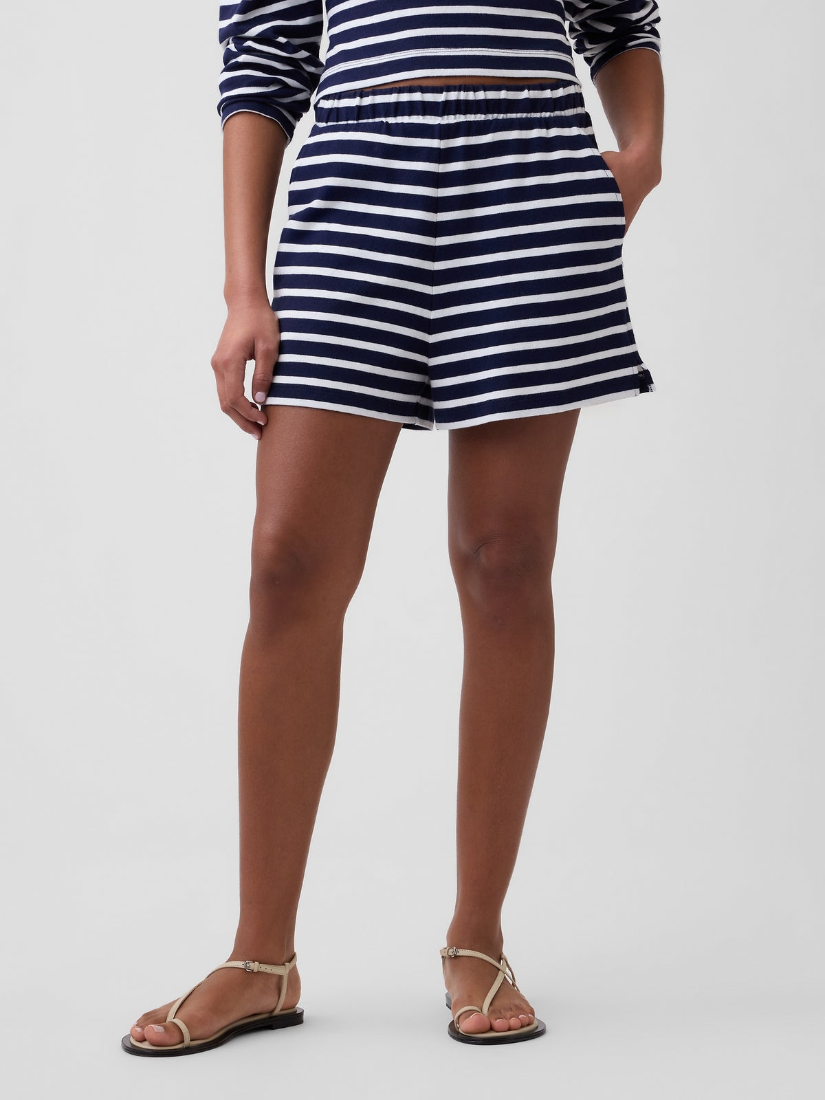 Pull-On Stripe Shorts - Navy stripe