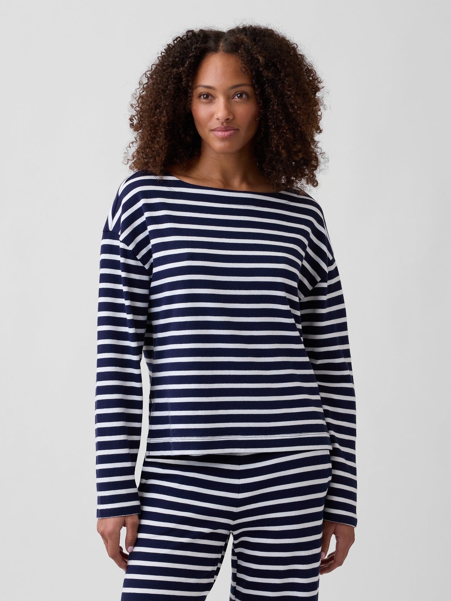 Stripe Boatneck Top - Navy stripe