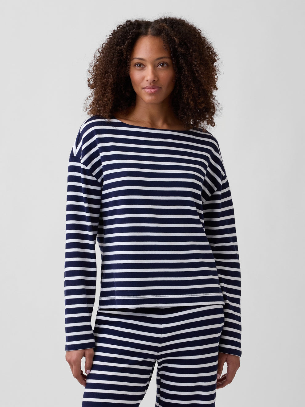 Stripe Boatneck Top - Navy stripe