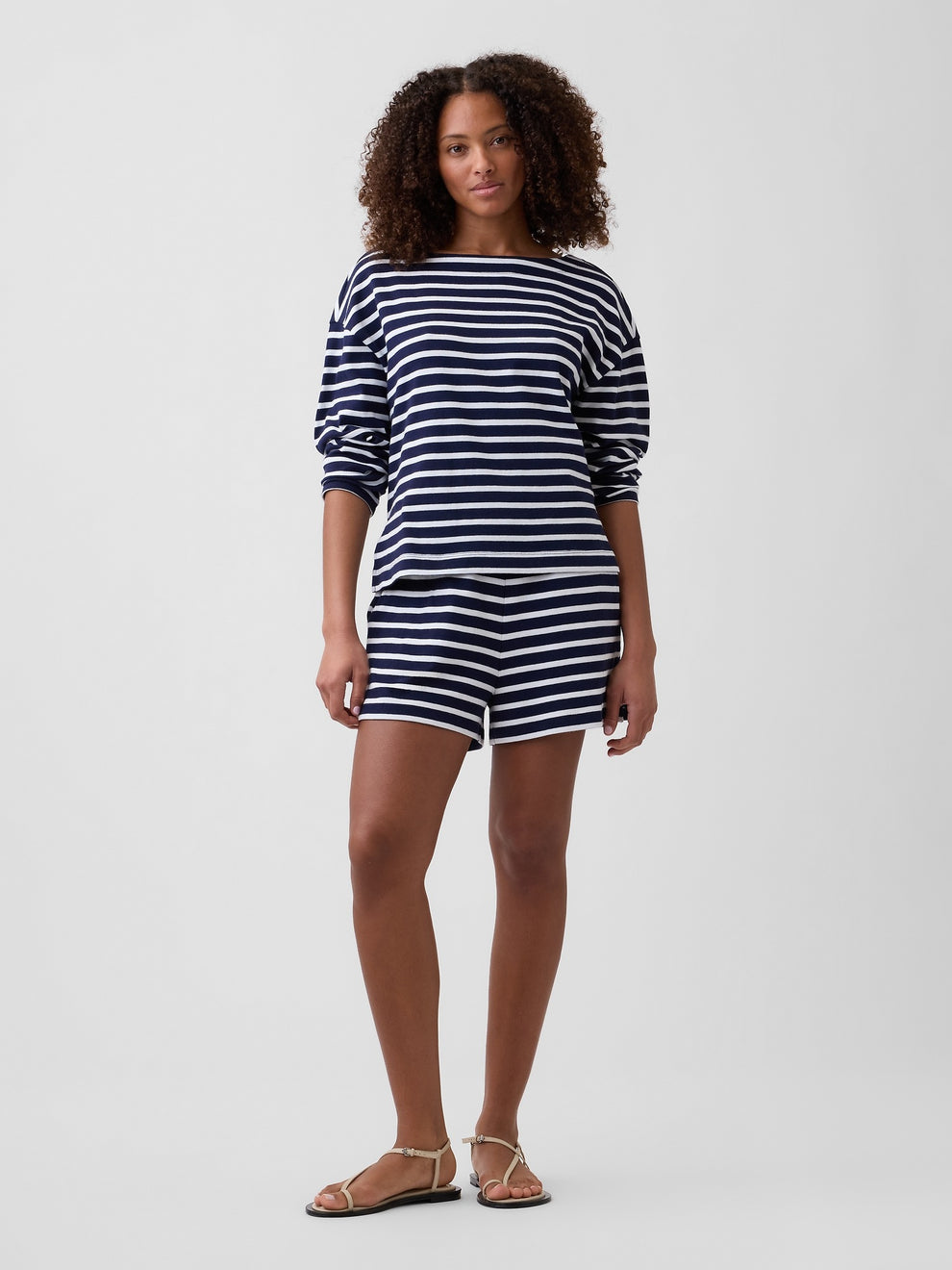 Pull-On Stripe Shorts - Navy stripe