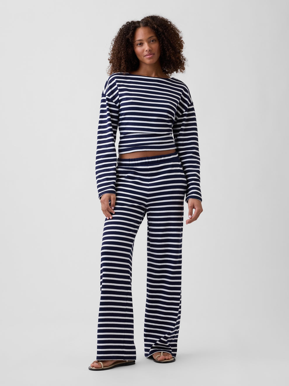 Stripe Pull-On Pants - Navy stripe